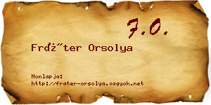 Fráter Orsolya névjegykártya